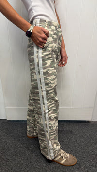 Camo Pants with White Racer Stripe