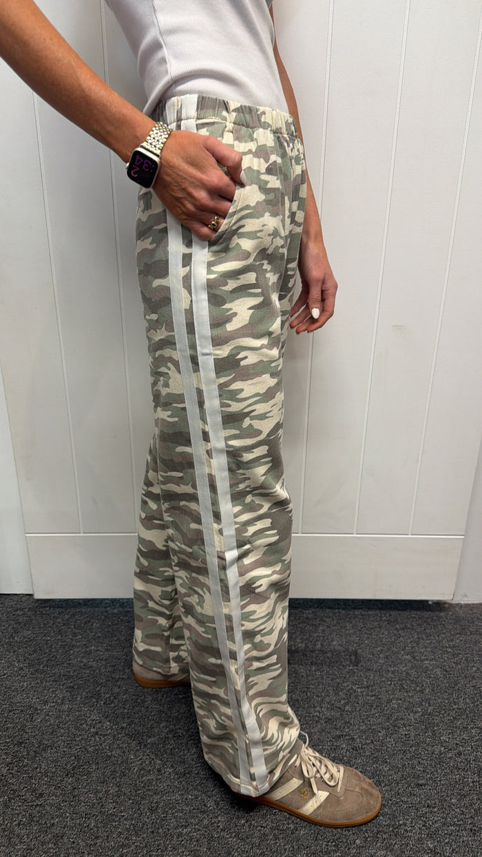 Camo Pants with White Racer Stripe