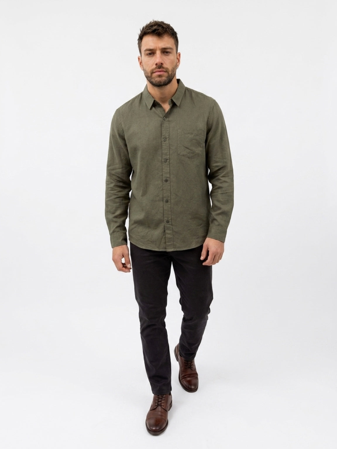 Linen Long Sleeve Shirt II - Khaki