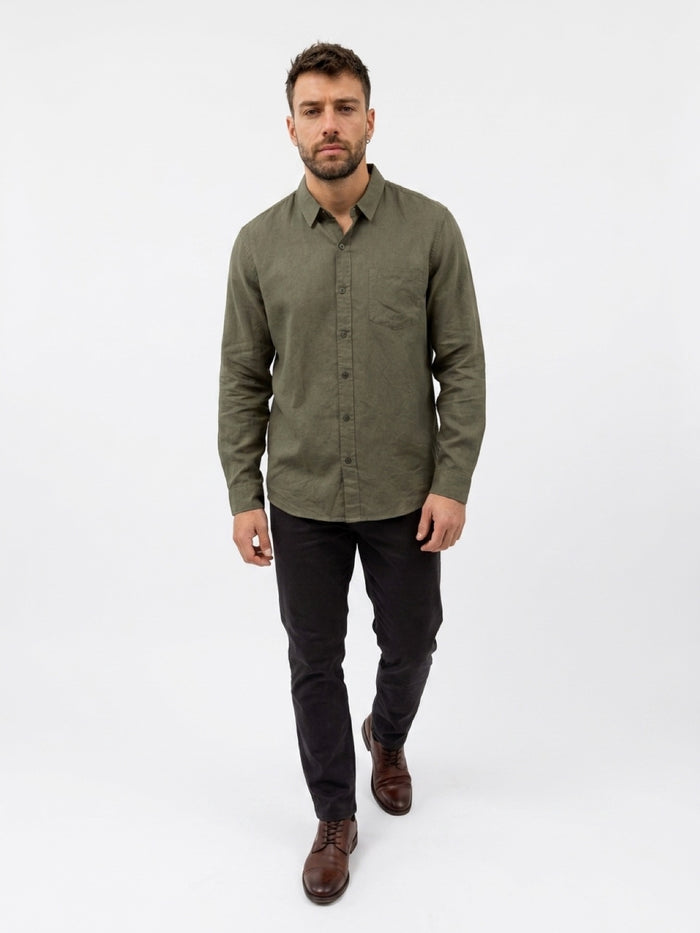 Linen Long Sleeve Shirt II - Khaki