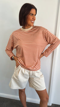 Peach/Beige Stripe Long Sleeve