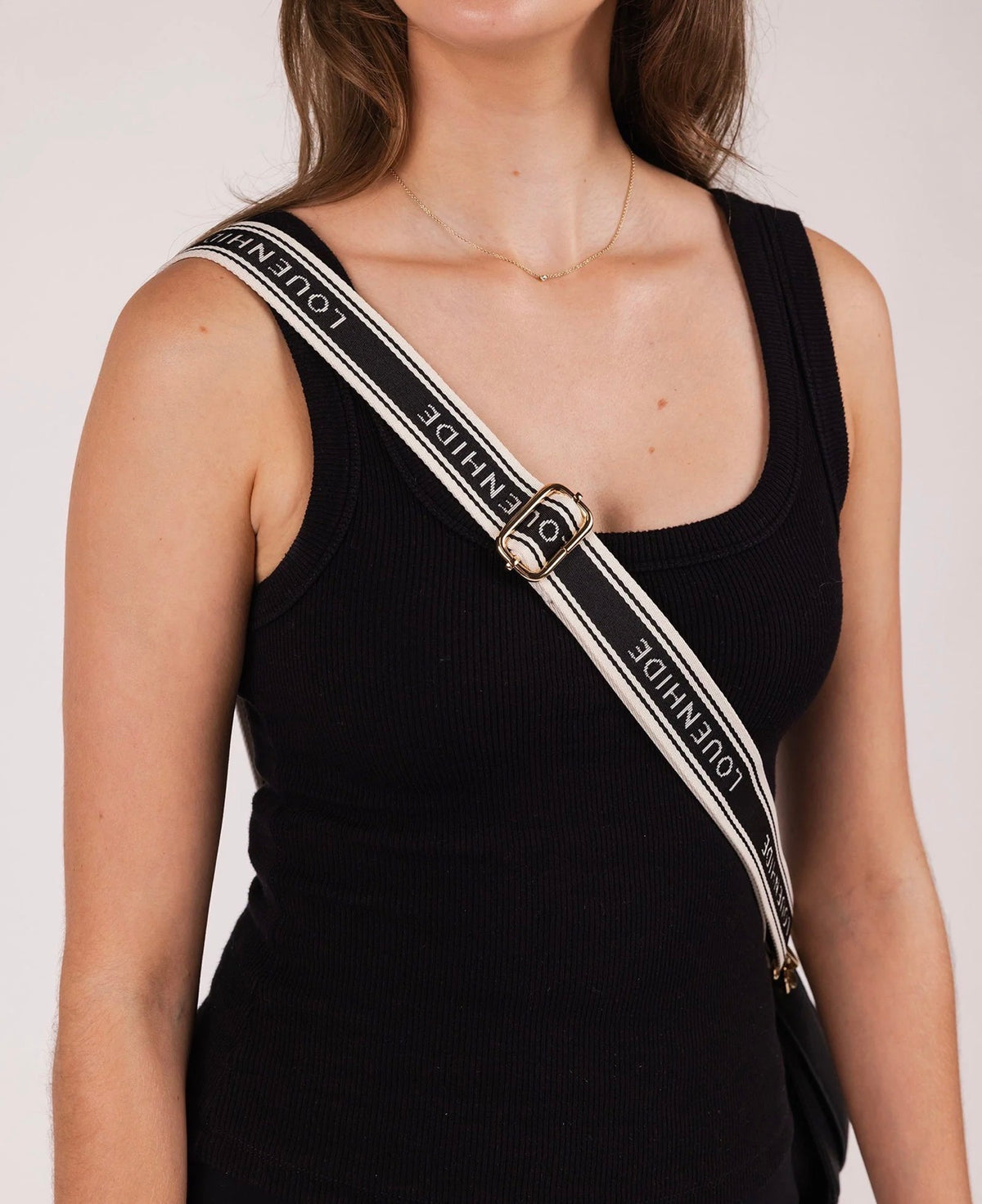 Logo Contrast Bag Strap - Black/Cream