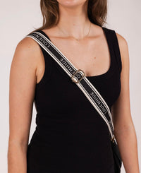 Logo Contrast Bag Strap - Black/Cream