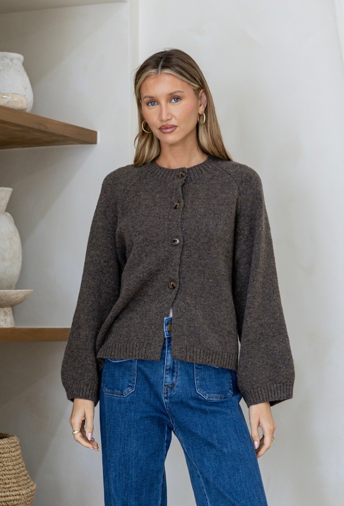 Lennox Long Sleeve Cardi - Chocolate