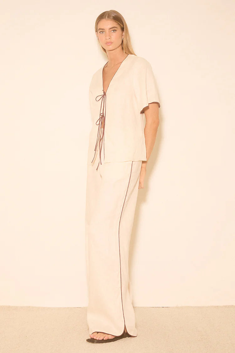 Mon Renn | Aleria Pant Cream Contrast Bind | Aleria Pant Cream Contrast ...