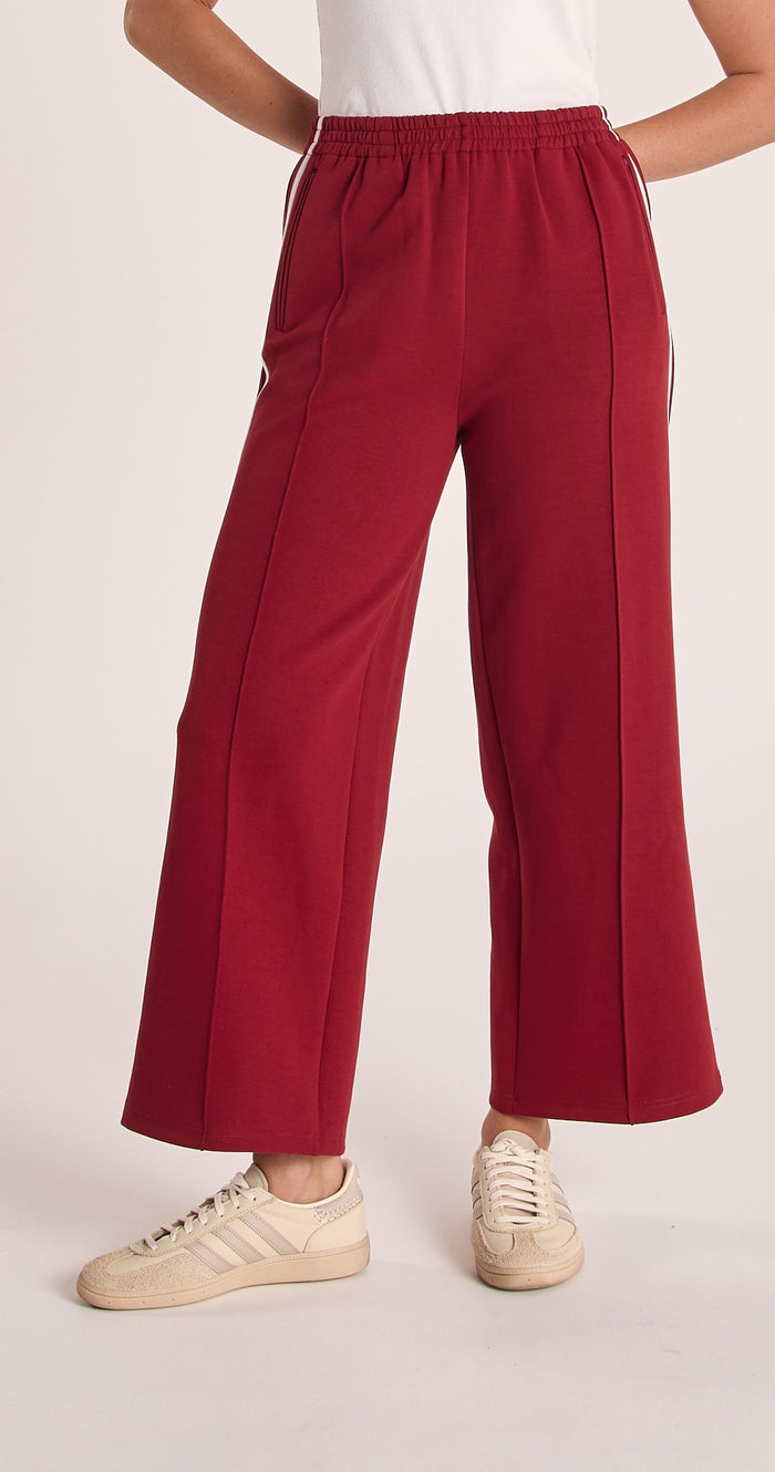 Noah Cropped Pant - Burgundy Stripe