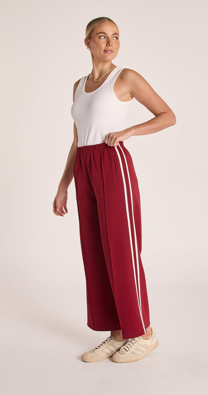 Noah Cropped Pant - Burgundy Stripe