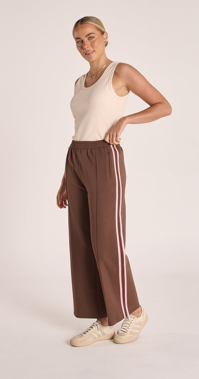 Noah Cropped Pant - Chocolate Pink Stripe