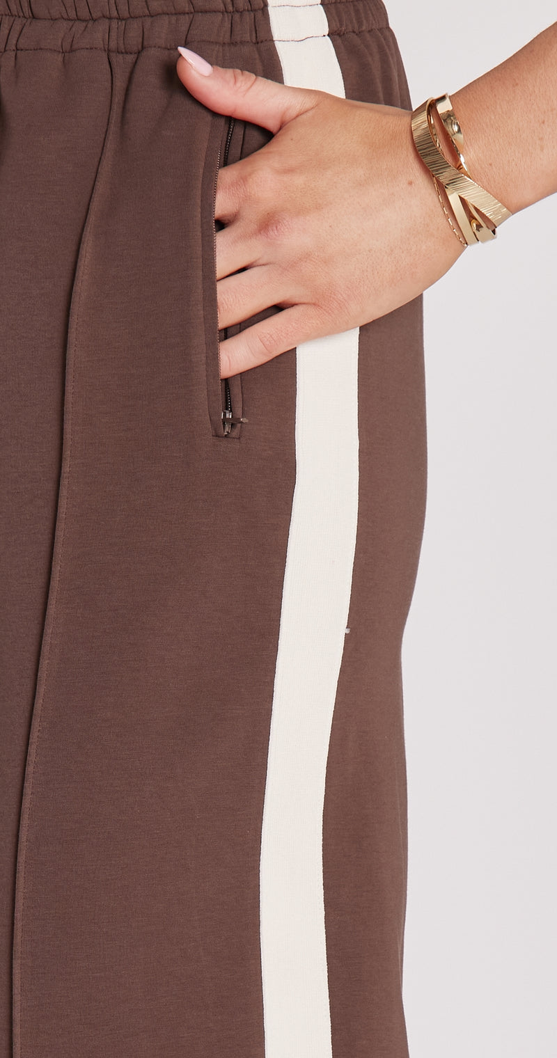 Noah Cropped Pant - Chocolate Cream Stripe