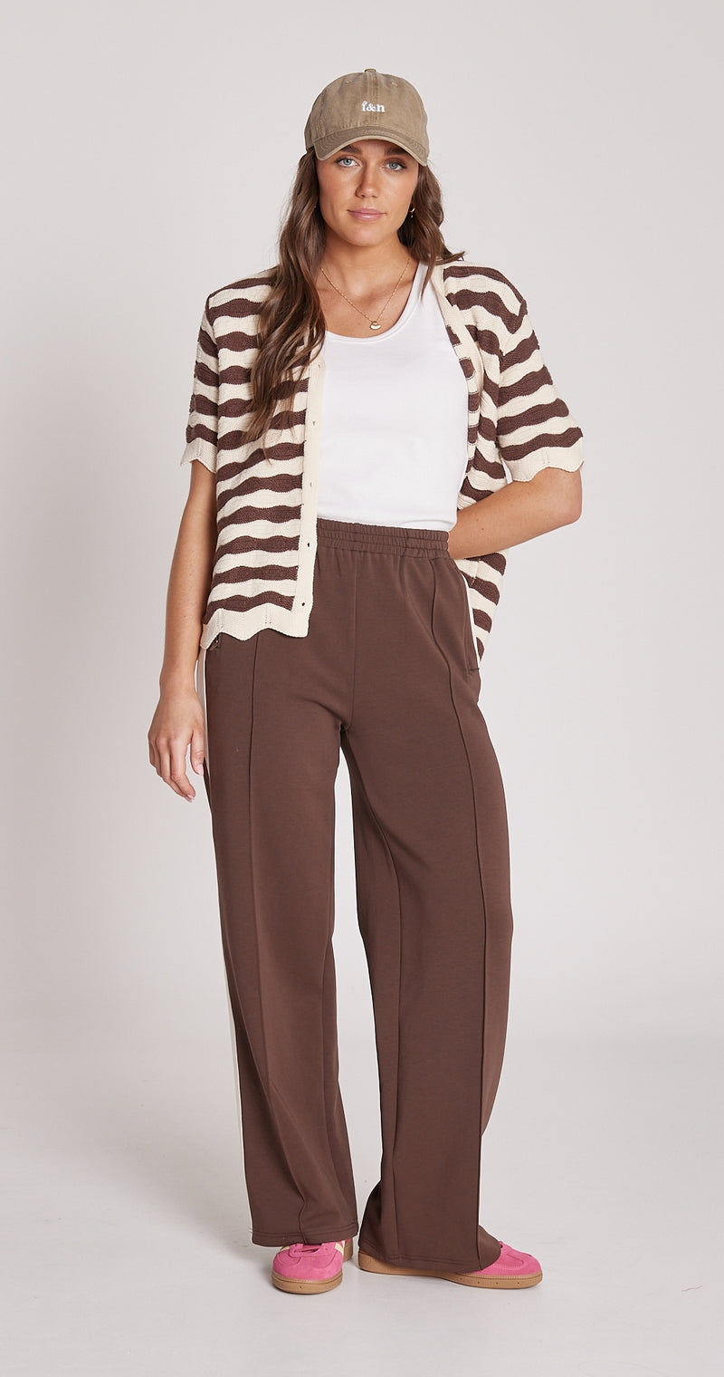 Noah Wide Pant - Chocolate Cream Stripe