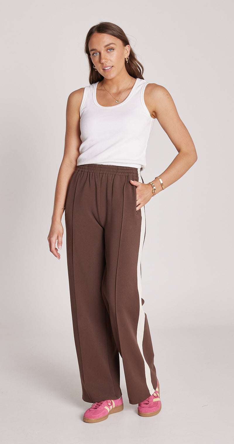 Noah Wide Pant - Chocolate Cream Stripe
