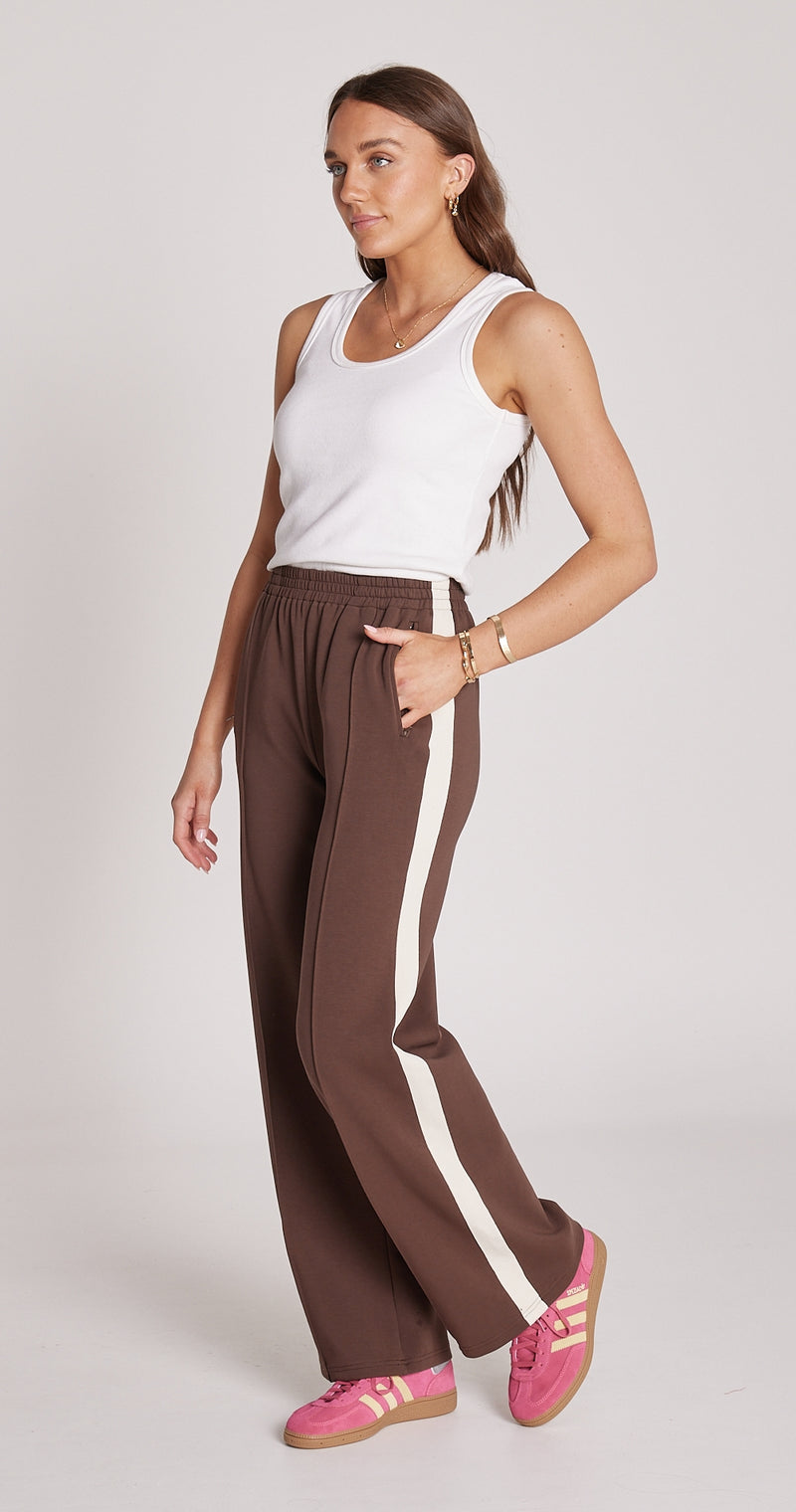 Noah Wide Pant - Chocolate Cream Stripe