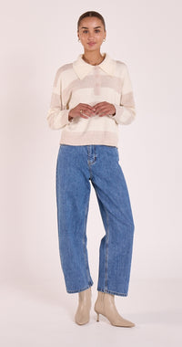 Stefi Rugby Knit - Cream Beige Stripe