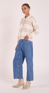 Stefi Rugby Knit - Cream Beige Stripe