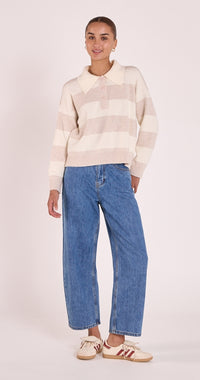 Stefi Rugby Knit - Cream Beige Stripe