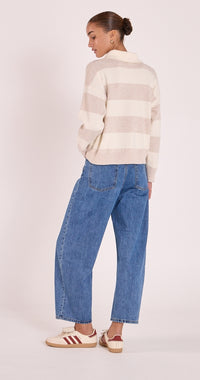 Stefi Rugby Knit - Cream Beige Stripe
