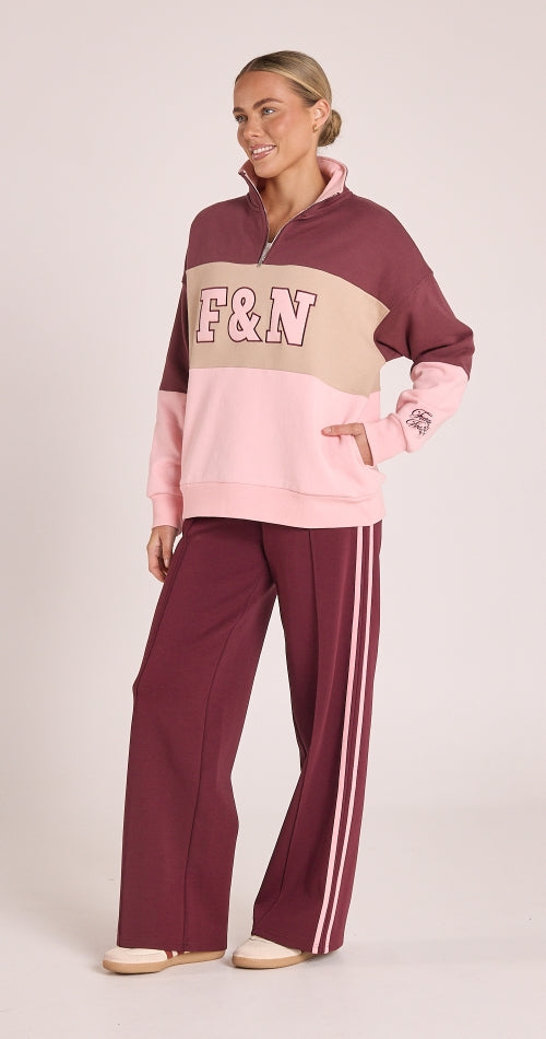 Noah Wide Pant - Plum Pink Stripe