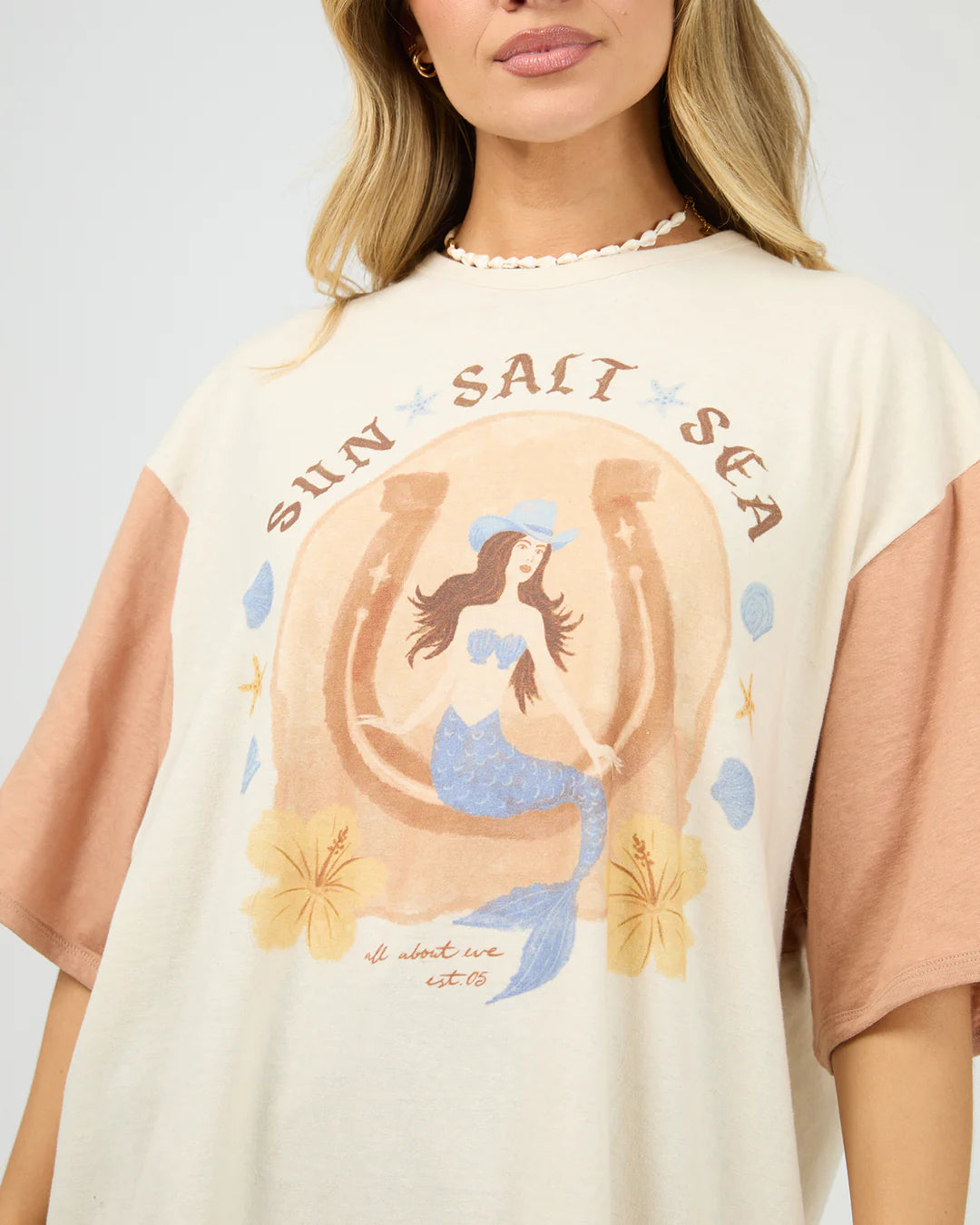 Sun Salt Sea Oversized Tee - Vanilla