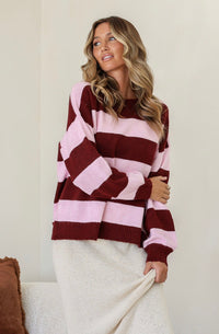 Brady Bunch Knit - Wine/Pink