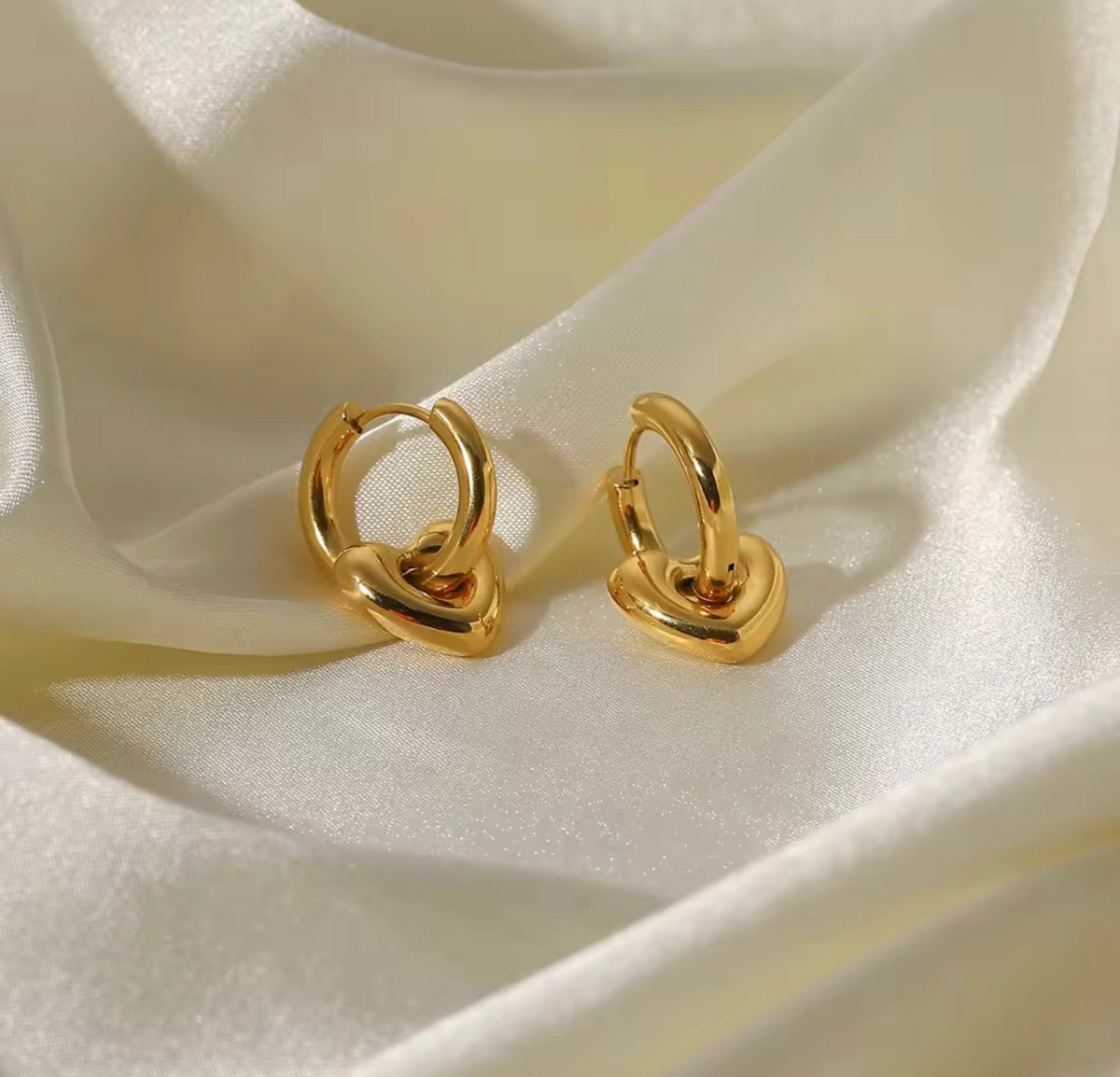 Heart Charm Hoops
