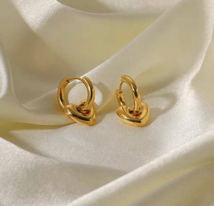 Heart Charm Hoops