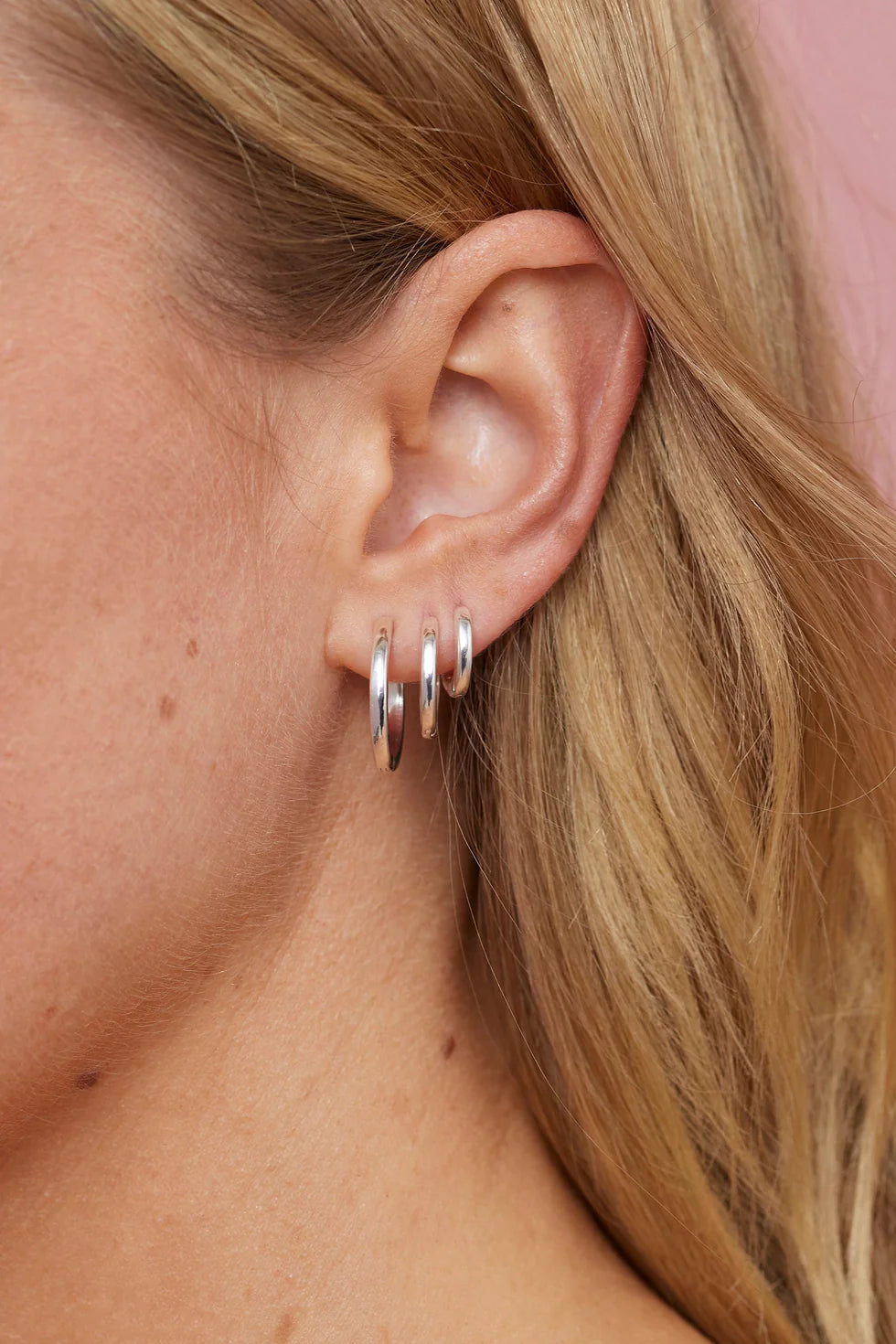 Polished Silver Huggies - Small