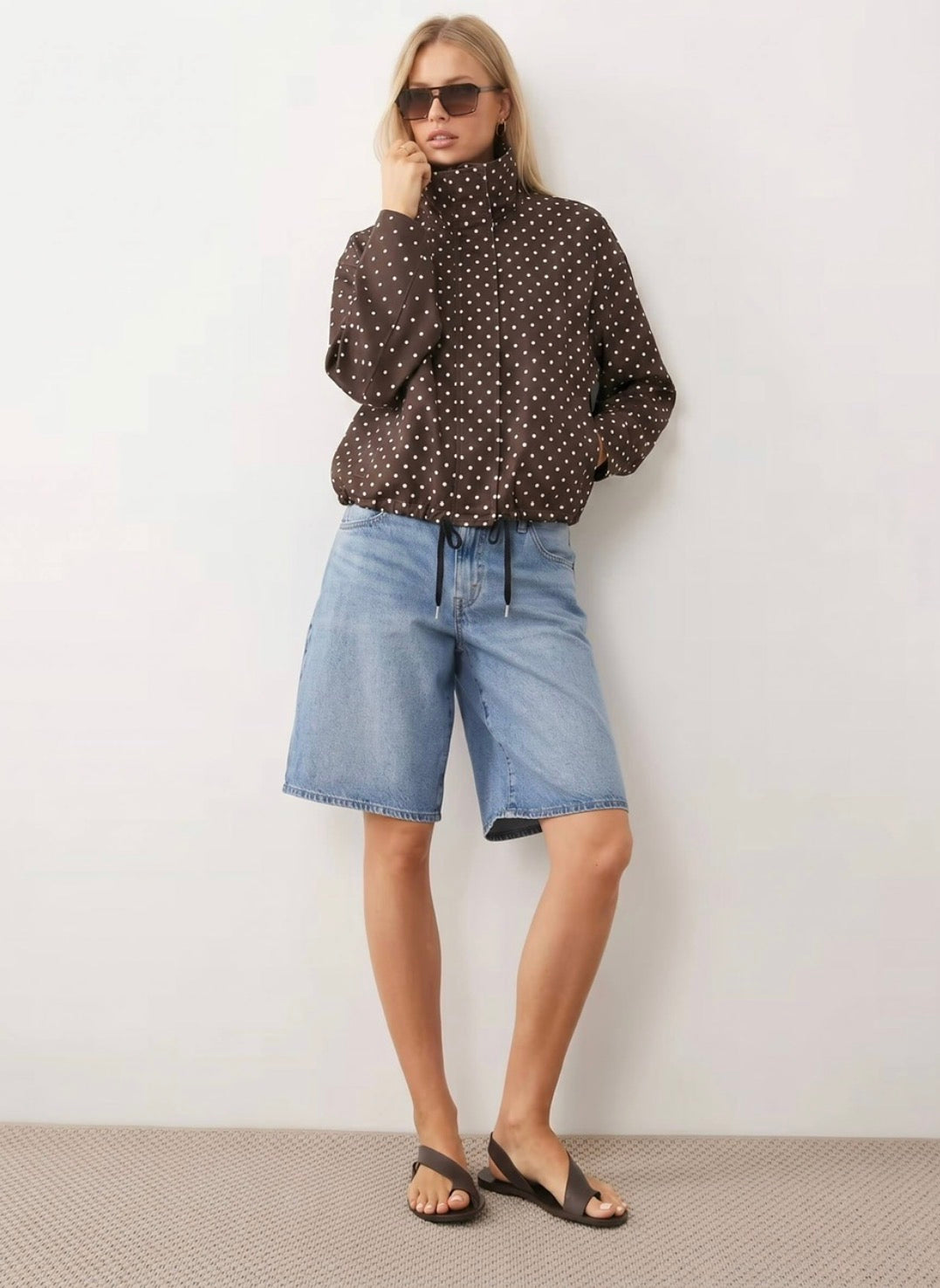 Mila Polka Dot Spray Jacket – Chocolate