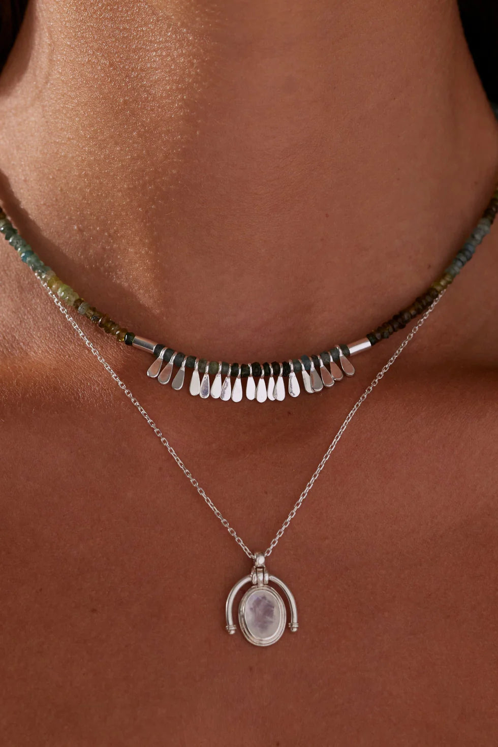Flora Tourmaline Silver Tassel Necklace