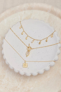 Petal Moonstone Gold Necklace