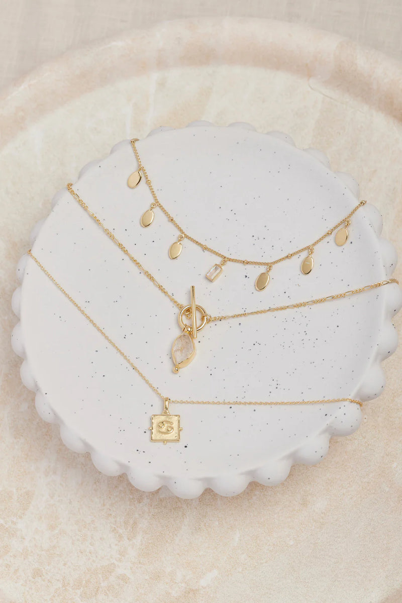 Petal Moonstone Gold Necklace