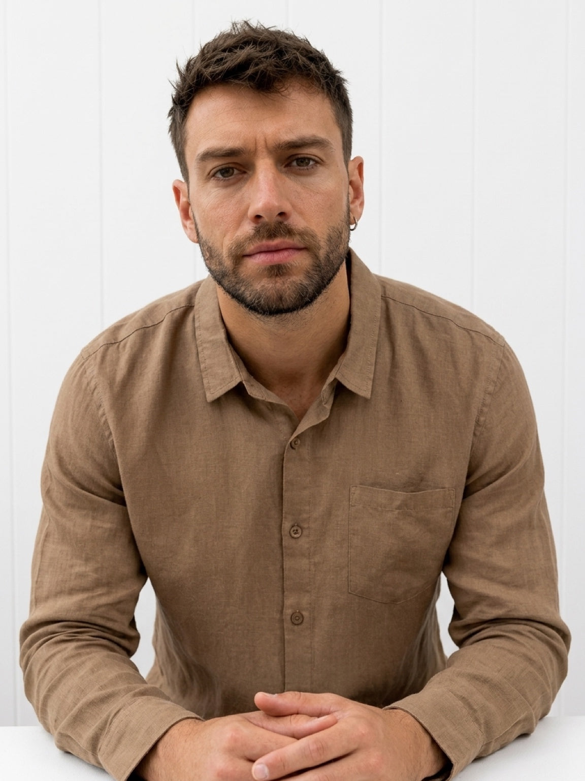Linen Long Sleeve Shirt II - Tan
