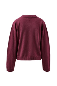 Pippa Long Sleeve Knit Cardi - Washed Burgundy