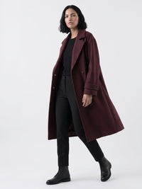 Wine Wool Blend Coat
