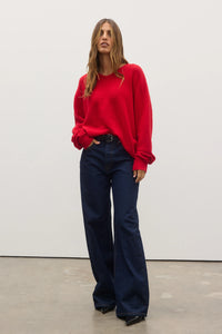 Billie V-Neck Sweater - Cherry Red