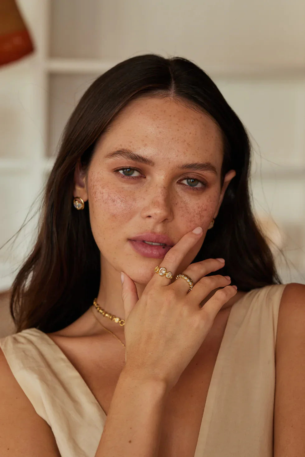 Trinity White Topaz Silver Ring 8 large