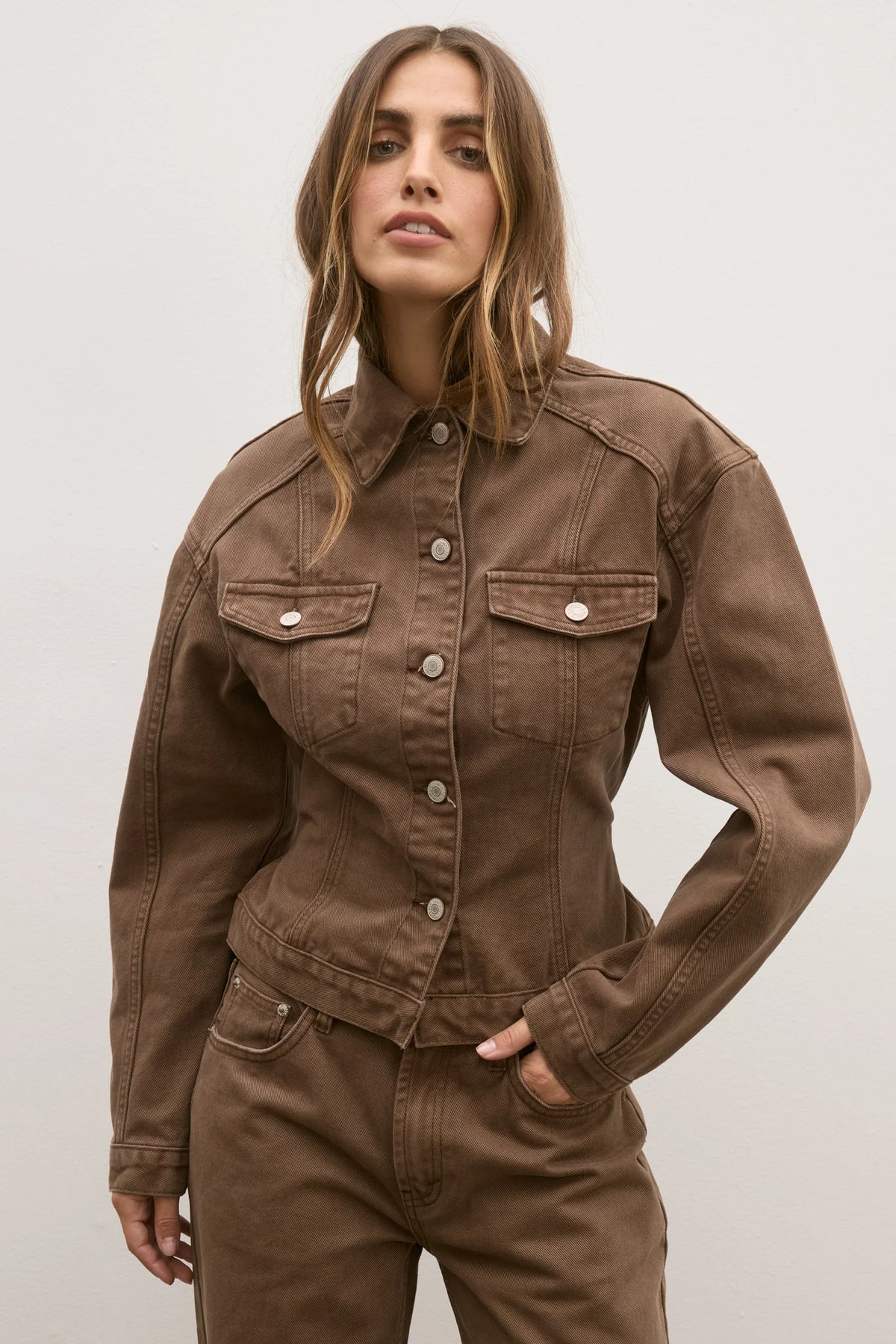 Violet Denim Jacket - Chocolate