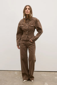 Violet Denim Jacket - Chocolate
