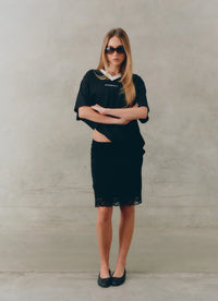 Reflective V Neck Tee - Black