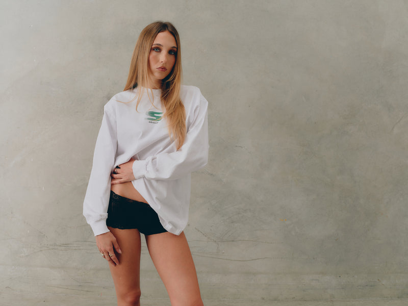 Distressed Long Sleeve - White/Green