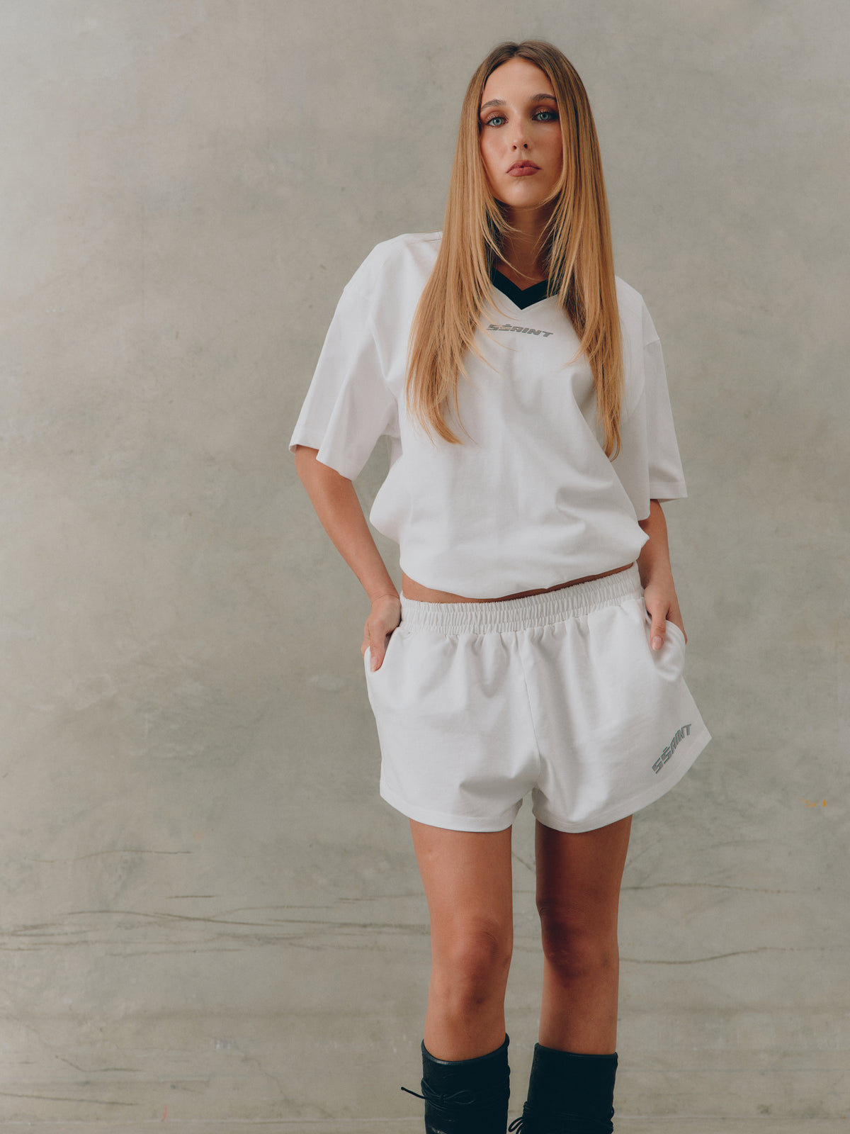 Reflective Logo White Shorts