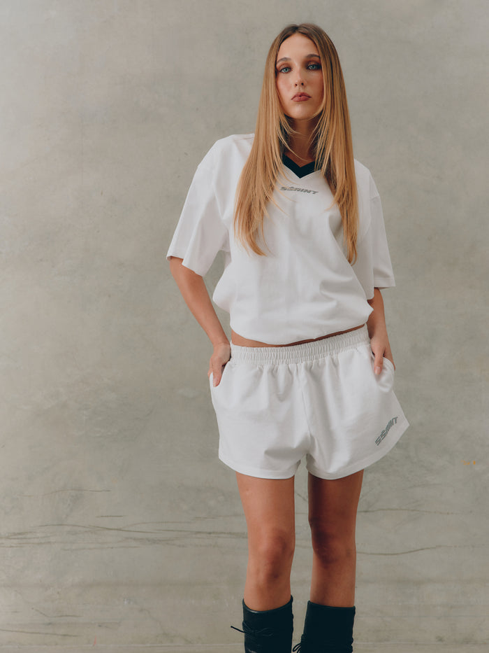 Reflective Logo White Shorts