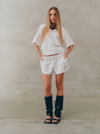 Reflective Logo White Shorts