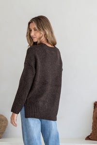 Oslo Rib Detail Knit - Chocolate