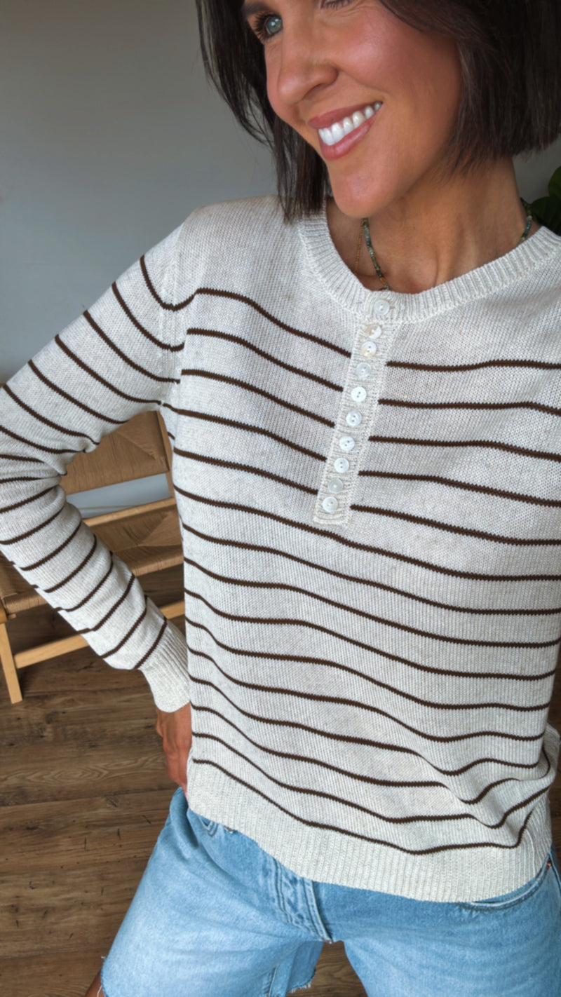 Gia Stripe Knit - Chocolate Stripe