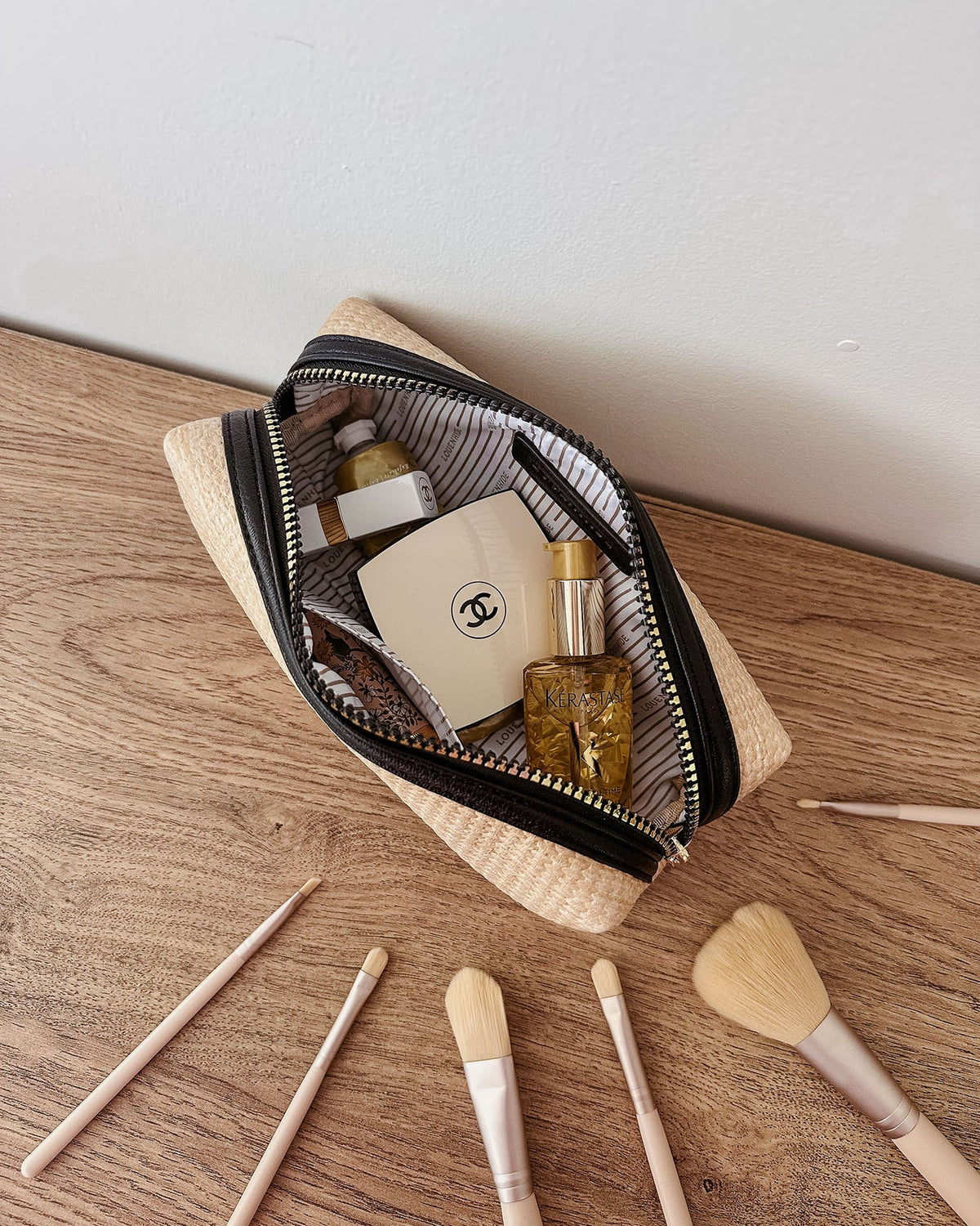 Brianna Makeup Bag - Natural/Black