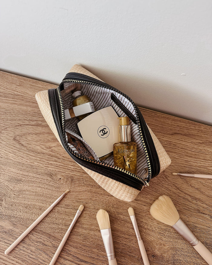 Brianna Makeup Bag - Natural/Black
