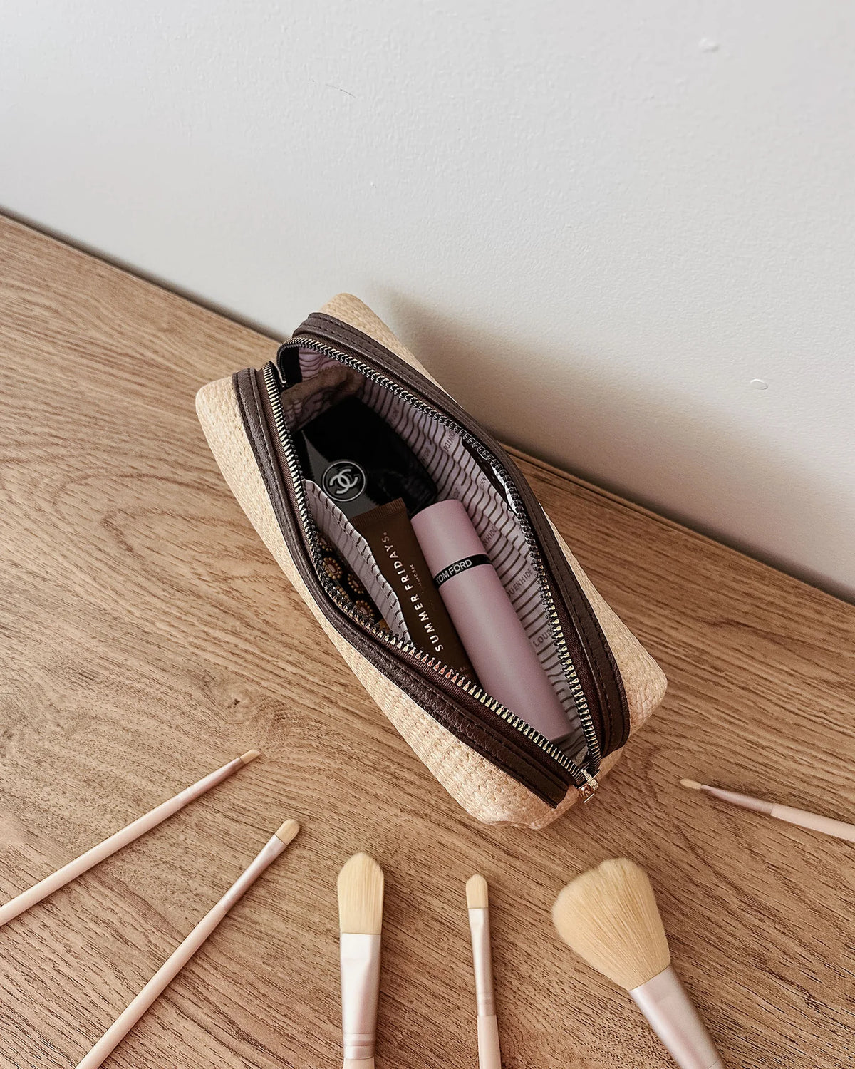 Brianna Makeup Bag - Natural/Black