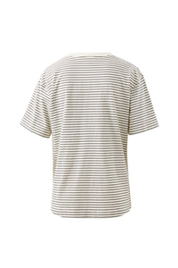 Stevie Slouchy Tee - Milk/phantom fine stripe