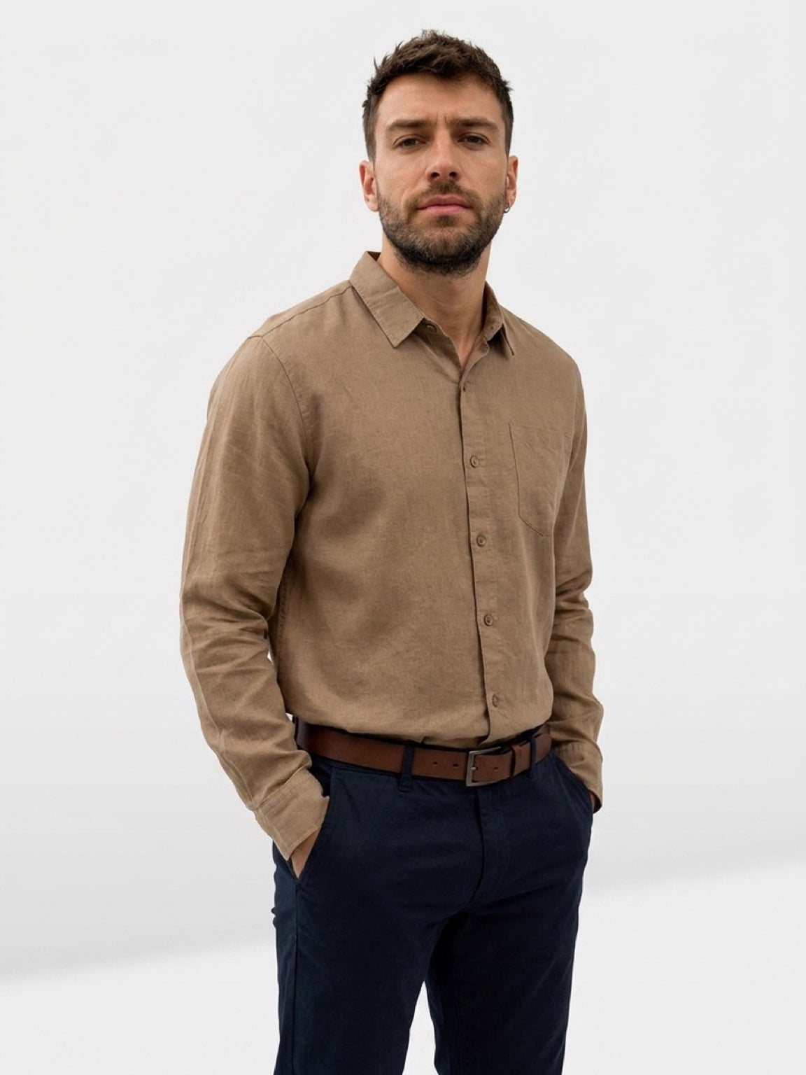 Linen Long Sleeve Shirt II - Tan
