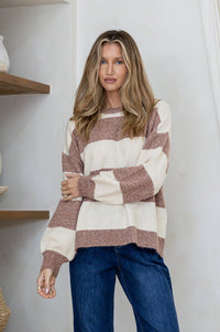 Riley Knit - Tobacco/Natural Stripe